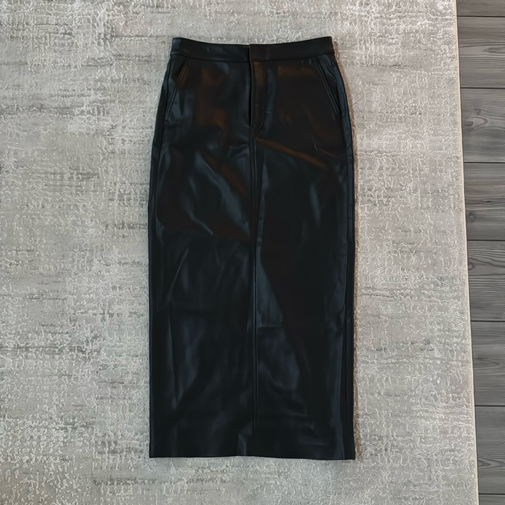 Black Leather Long Skirt